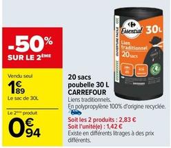 Carrefour - 20 Sacs Poubelle offre à 1,89€ sur Carrefour