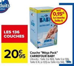 Carrefour - Couche Méga Pack Baby offre à 20,95€ sur Carrefour
