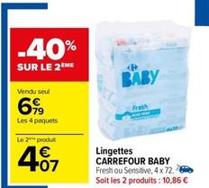 Lingettes bébés offre à 6,79€ sur Carrefour