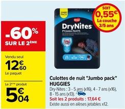 Huggies - Culottes De Nuit Jumbo Pack offre à 12,6€ sur Carrefour