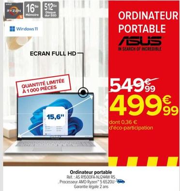 Asus - Ordinateur Portable  offre à 499,99€ sur Carrefour