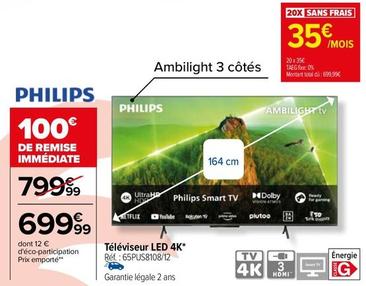 Philips - Téléviseur Led 4K 65PUS8108/12 offre à 699,99€ sur Carrefour