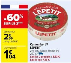 Lepetit - Camembert offre à 2,59€ sur Carrefour