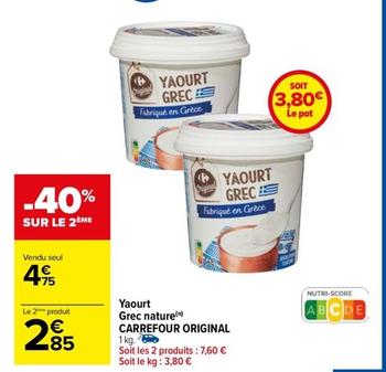 Carrefour - Yaourt Grec Nature Original offre à 4,75€ sur Carrefour