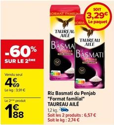 Taureau Ailé - Riz Basmati Du Penjab Format Familial offre à 4,69€ sur Carrefour