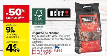 Weber - Briquette De Charbon offre à 9,99€ sur Carrefour