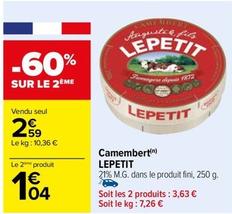 Camembert offre à 2,59€ sur Carrefour