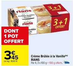 Rians - Crème Brûlée À La Vanille offre à 3,45€ sur Carrefour