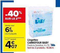 Lingettes bébés offre à 6,79€ sur Carrefour