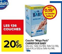 Carrefour - Couche Méga Pack Baby offre à 20,95€ sur Carrefour