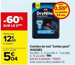 Huggies - Culottes De Nuit Jumbo Pack offre à 12,6€ sur Carrefour
