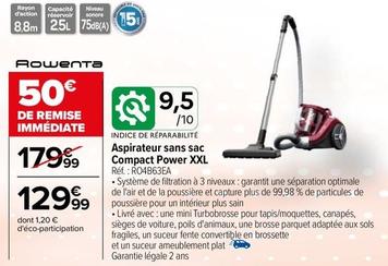 Rowenta - Aspirateur Sans Sac Compact Power Xxl Réf.: RO4B63EA offre à 129,99€ sur Carrefour