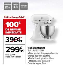 Kitchenaid - Robot Pâtissier Réf.: 5K45SSEWH offre à 299,99€ sur Carrefour
