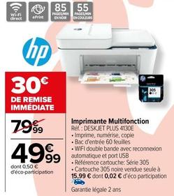 Hp - Imprimante Multifonction Deskjet Plus 4130E offre à 49,99€ sur Carrefour
