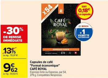 Café Royal - Capsules De Café "Format Économique" offre à 9,62€ sur Carrefour