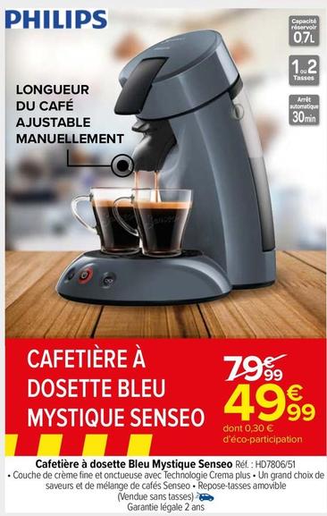 Philips - Cafetière À Dosette Bleu Mystique Senseo offre à 49,99€ sur Carrefour Market