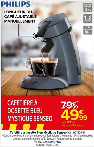 Philips - Cafetière À Dosette Bleu Mystique Senseo offre à 49,99€ sur Carrefour Market