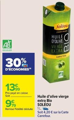 Soléou - Huile D'Olive Vierge Extra Bio  offre à 9,79€ sur Carrefour Market