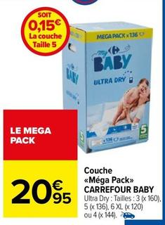 Carrefour - Couche Méga Pack Baby offre à 20,95€ sur Carrefour Market