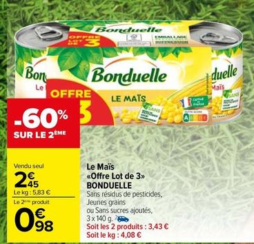 Bonduelle - Le Maïs Offre Lot De 3 offre à 2,45€ sur Carrefour Market