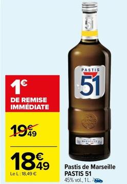 Pastis 51 - Pastis De Marseille offre à 18,49€ sur Carrefour Market