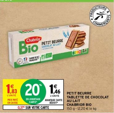 Chabrior - Petit Beurre Tablette De Chocolat Au Lait Bio offre à 1,46€ sur Intermarché Express