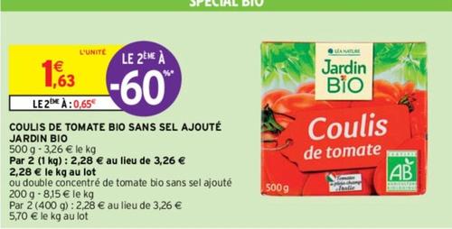 Jardin Bio - Coulis De Tomate Bio Sans Sel Ajouté  offre à 1,63€ sur Intermarché Express