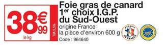 Foie gras de canard offre à 38,99€ sur Promocash