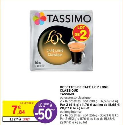 Tassimo - Dosettes De Café L'Or Long Classique  offre à 7,84€ sur Intermarché Hyper