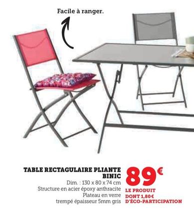 Table Rectagulaire Pliante Binic offre à 89€ sur Hyper U