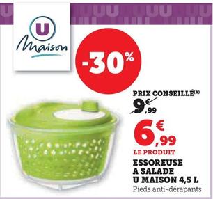 U Maison - Essoreuse A Salade 4,5L  offre à 6,99€ sur Hyper U