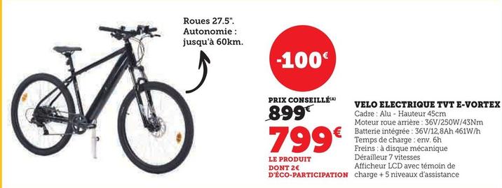 Velo Electrique Tvt E Vortex offre à 799€ sur Hyper U