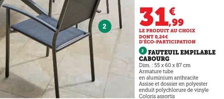 Fauteuil Empilable Cabourg offre à 31,99€ sur Hyper U