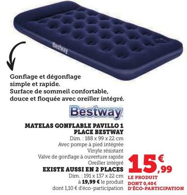 Bestway - Matelas Gonflable Pavillo 1 Place offre à 15,99€ sur Hyper U
