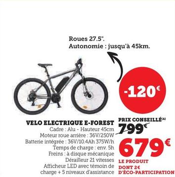 Vélo Electrique E-Forest  offre à 679€ sur Hyper U