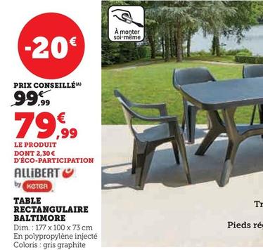 Allibert - Table Rectangulaire Baltimore offre à 79,99€ sur Super U