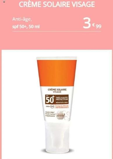 Crème Solaire Visage offre à 3,99€ sur Noz