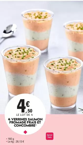 4 Verrines Saumon Fromage Frais Et Concombre offre à 4,5€ sur E.Leclerc