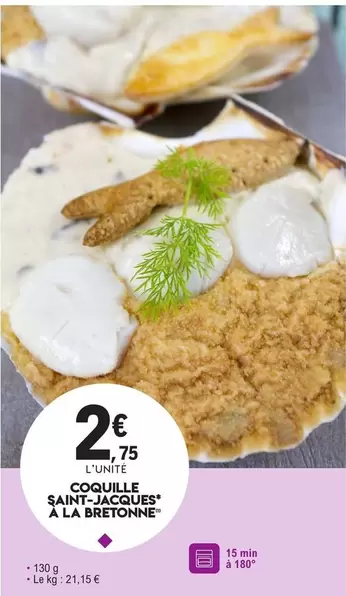 Coquille Saint-Jacques À La Bretonne offre à 2,75€ sur E.Leclerc