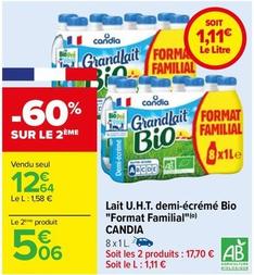 Candia - Lait U.H.T. Demi Écrémé Bio Format Familial offre à 1,11€ sur Carrefour Contact