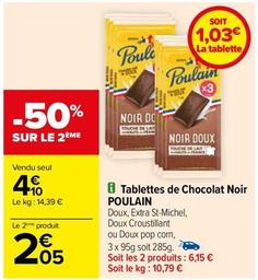 Poulain - Tablettes De Chocolat Noir offre à 1,03€ sur Carrefour Contact
