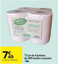 Lot De 4 Bobines De 300 Feuilles Recyclées offre à 7,49€ sur Carrefour Contact