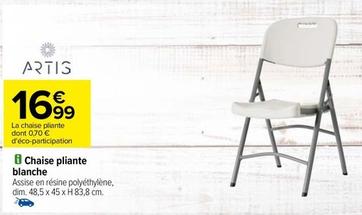 Artis - Chaise Pliante Blanche offre à 16,99€ sur Carrefour Contact