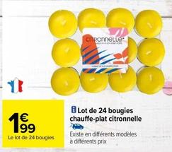 Lot De 24 Bougies Chauffe-Plat Citronnelle offre à 1,99€ sur Carrefour Contact