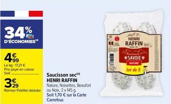 Saucisson sec offre à 3,29€ sur Carrefour Contact