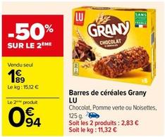 Lu - Barres De Céréales Grany offre à 1,89€ sur Carrefour Contact