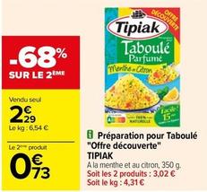 Tipiak - Préparation Pour Taboulé Offre Découverte offre à 2,29€ sur Carrefour Contact