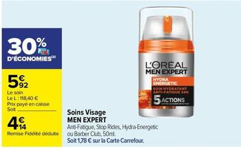 L'oréal - Soins Visage Men Expert offre à 4,14€ sur Carrefour Contact