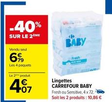 Lingettes bébés offre à 6,79€ sur Carrefour Contact