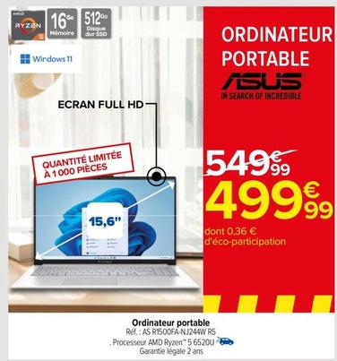 Asus - Ordinateur Portable offre à 499,99€ sur Carrefour Contact